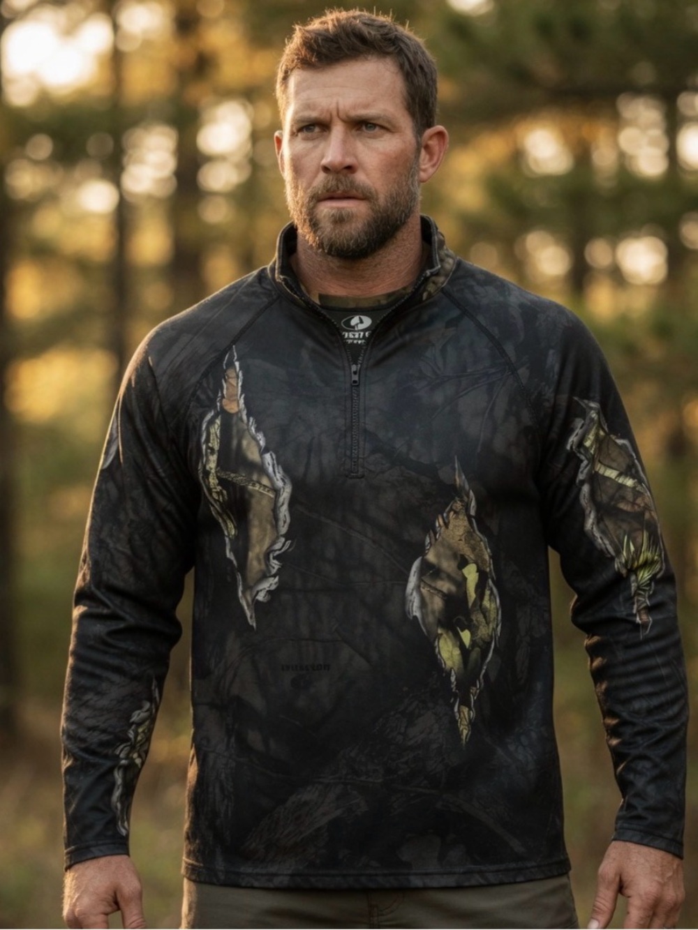 Mossy Oak Mens M Long Sleeve Shirt Hunting 1/4 Zip Lightweight  Pullover